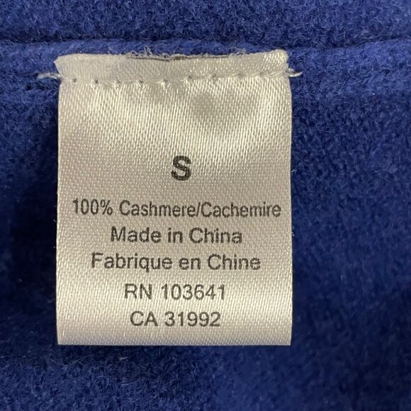 Kier + J Cashmere Pearl Accent Mock Neck Sweater Blue Sz SM Classy Elegant - Picture 8 of 9